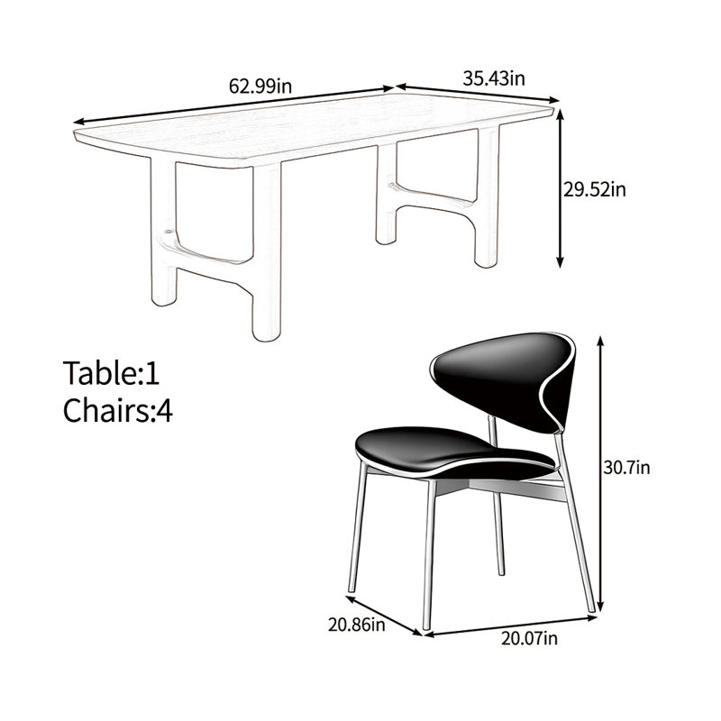 Stable and durable large table set, 29.52"H x 62.99"L x 35.43"W