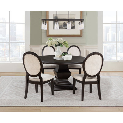 Calais 5-Piece Round Wood Dining Room Table Set Dark Cocoa