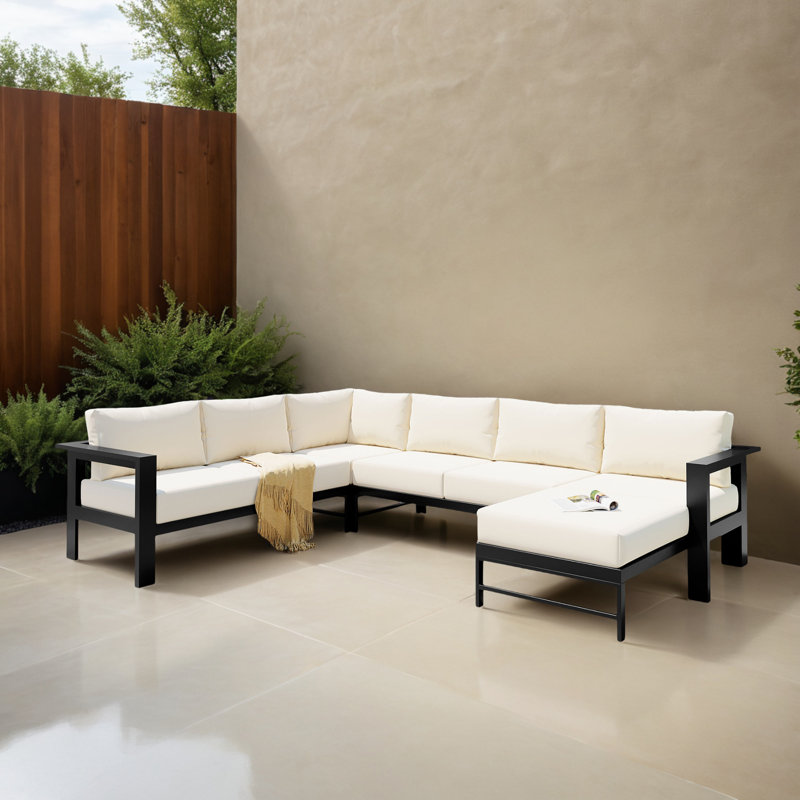Ensemble de 4 canapés modulaires d'extérieur pour conversation, patio, jardin, cour et balcon, Blanc