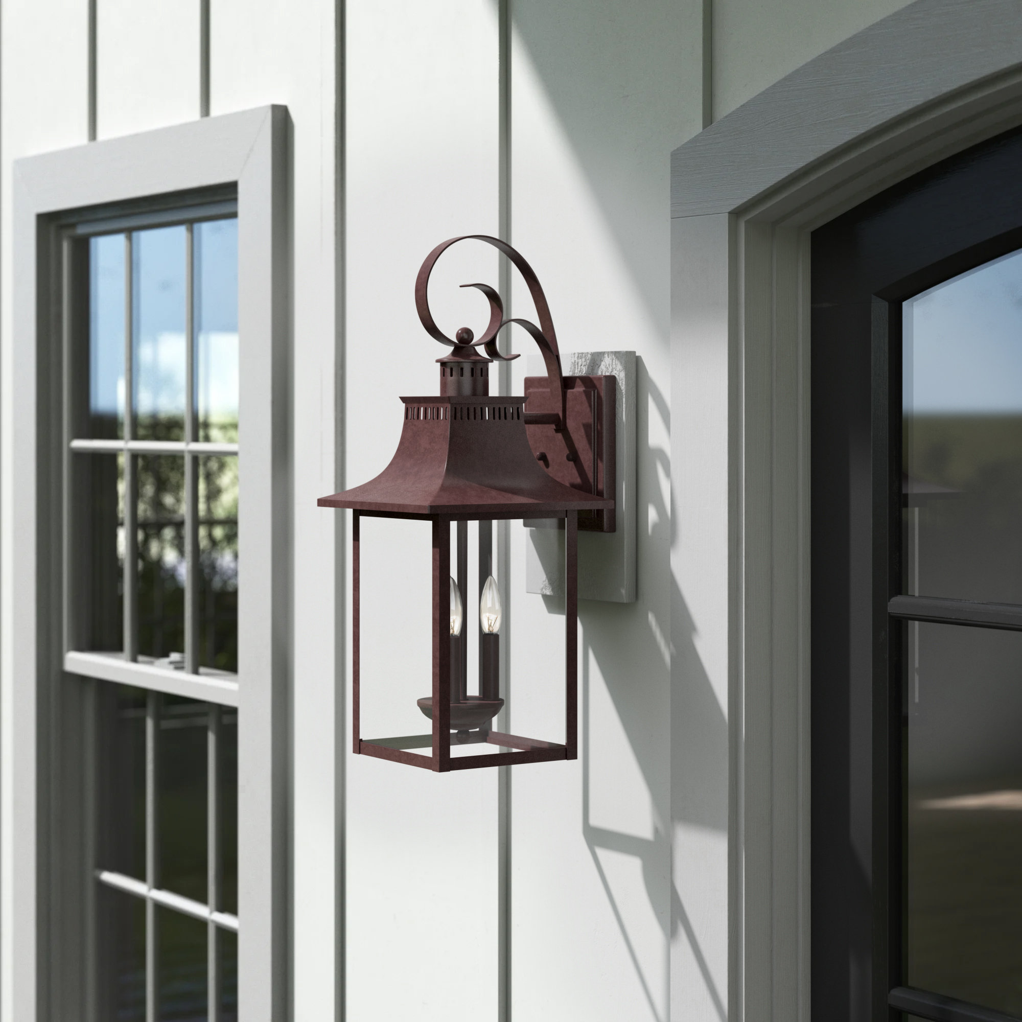 Amarone 3 - Bulb 23.5" H Glass Outdoor Wall Lantern, Copper Bronze