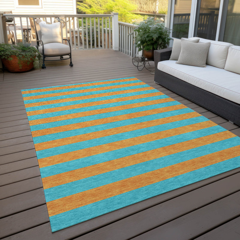 Tapis rayé lavable à la machine Abdulkarim, Rectangle 2 pi 6 po x 3 pi 10 po