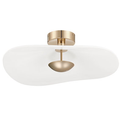 Luminaire suspendu convertible à DEL en or poli 24 po avec abat-jour en céramique émaillée blanc Donell