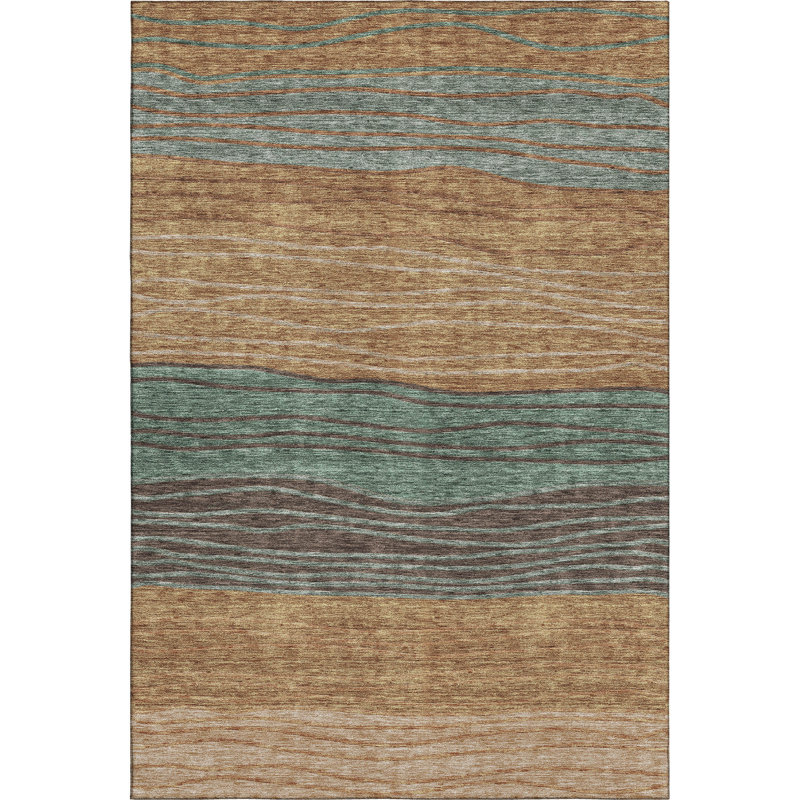 Premium Machine Washable Tweedy Terracotta Rug, Rectangle 8' x 10'