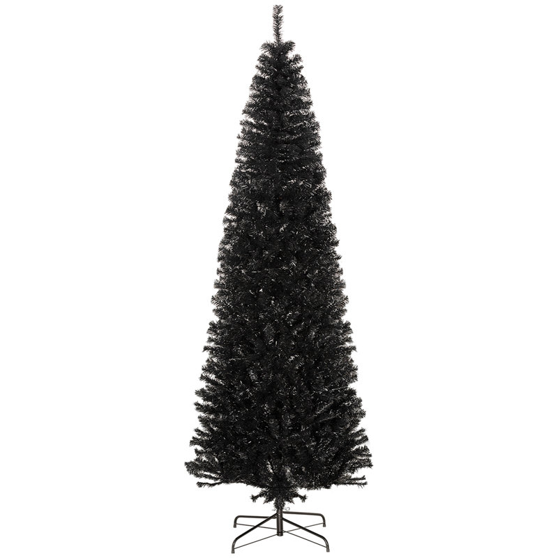 Arbre de Noël 8 pi, sapin de Noël artificiel non éclairé avec branches réalistes, sapin de Noël avec 1168 pointes, Noir