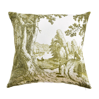 Reverie Toile Pillow - Verdant & Ivory - 24" x 24"