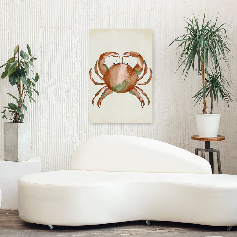 Aquarelle, crabe, coquillages, crabe