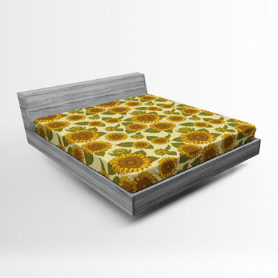 Funky Style Sunflower Floral Microfibre Jersey Knit Fitted Sheet