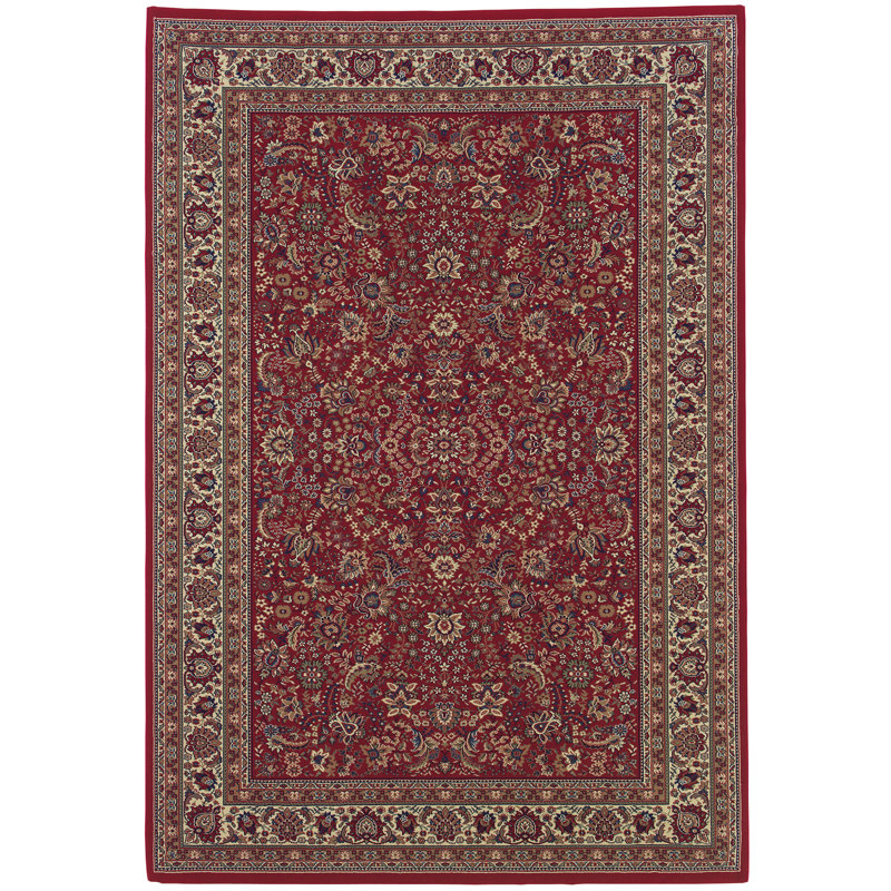 Tapis oriental rouge / ivoire Shelburne, Rectangle 5 pi 3 po x 7 pi 9 po