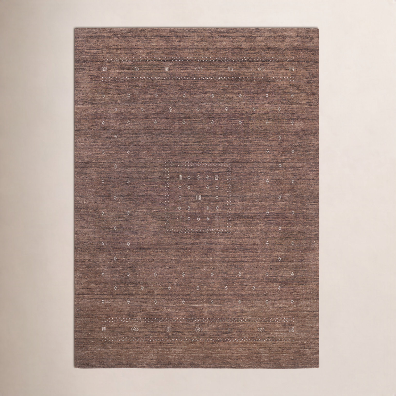 Simi Hand-Woven Geometric Cotton Wool Rug, Dark Brown, Rectangle 6' x 9'