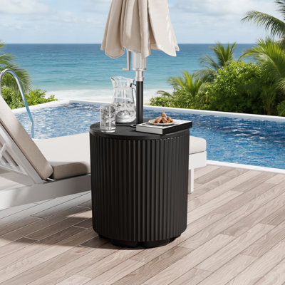 Acker Modern Outdoor Patio Side Table Umbrella Base