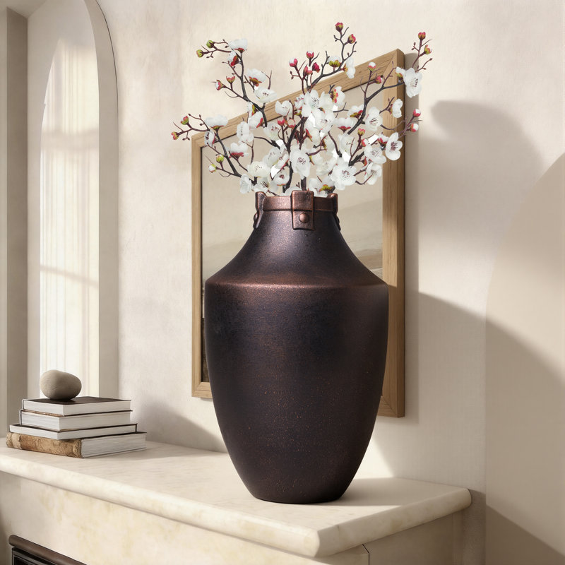 Handmade Ceramic Table Vase Stoneware & Terracotta Table Vase;golden brown Vase