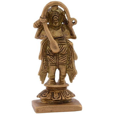 Statue Hanuman Idol en laiton fabriquée à la main de 3,2 po, figurine de dévotion traditionnelle pour l'autel et la salle de méditation