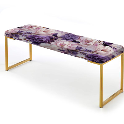 Ethereal Rococo Flourish Victorian Pattern XXV - Floral Upholstered Gold Bench