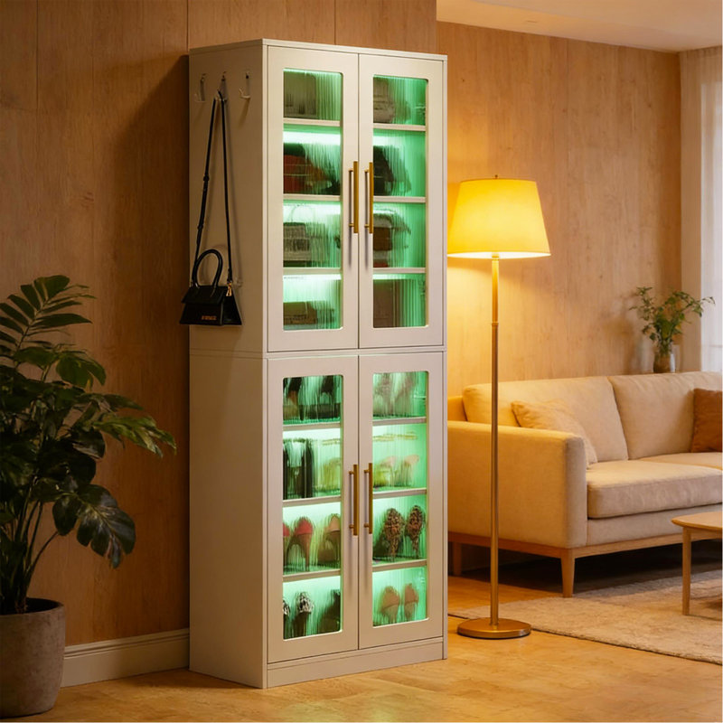Modern Style Cabinet,Shoe Cabinet,Unique Cabinet, White, 66.93"H x  24.8"W x  13.78"D