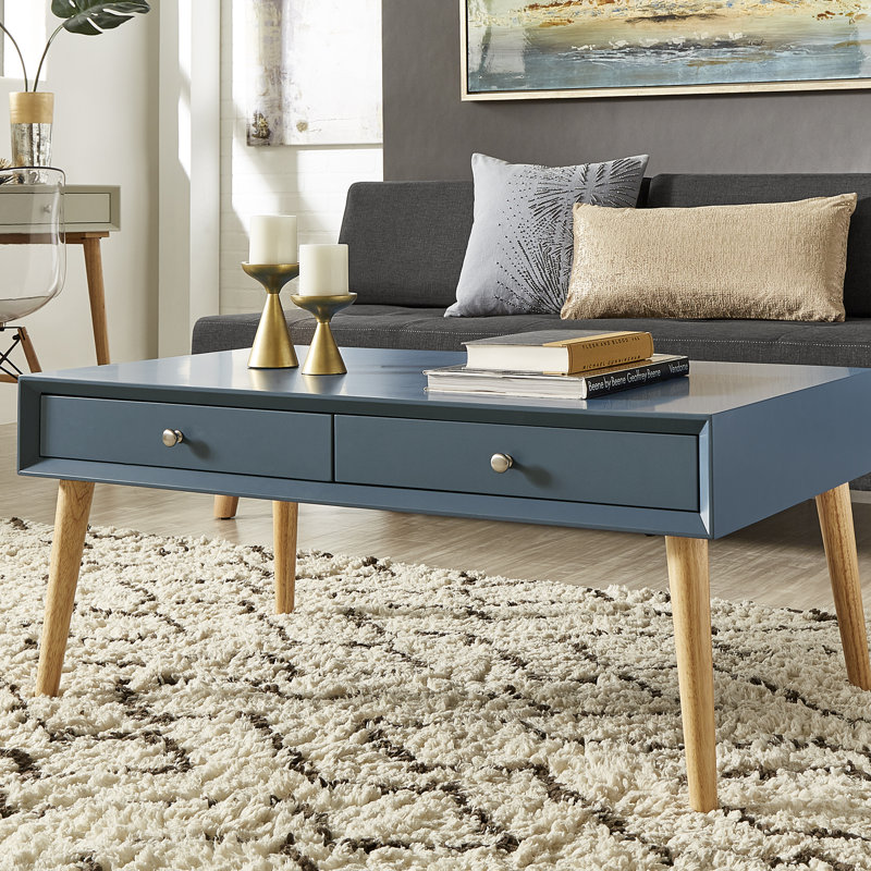 Table basse avec rangement Weare, Bleu acier