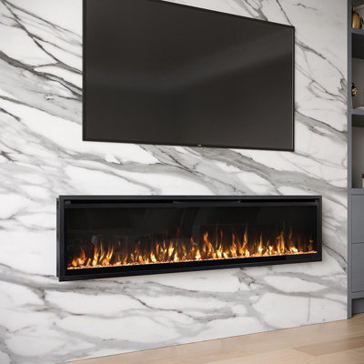 Ultra Thin Aerus Slim Recessed or Wall Mounted Electric Fireplace, Alexa/Wifi Enabled