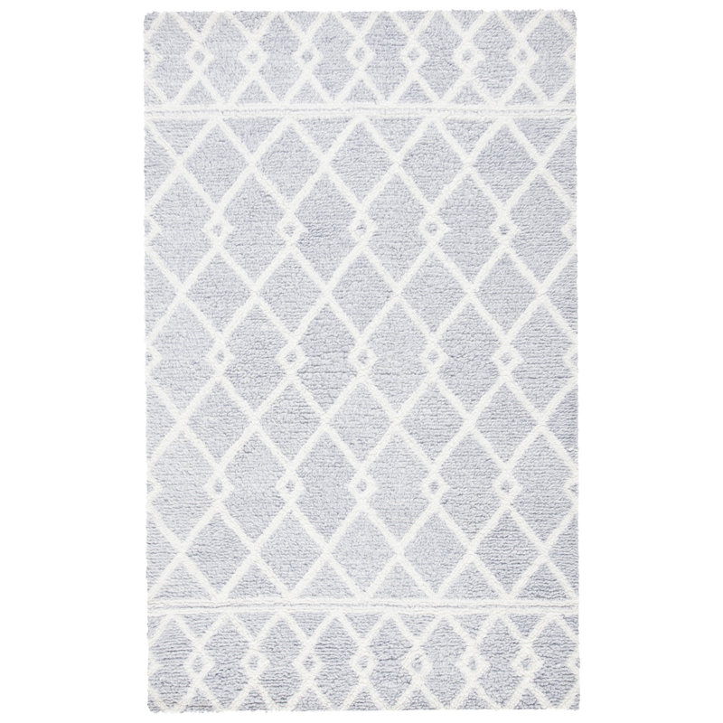 Vermont Hand Tufted New Zealand Wool And Cotton With Latex Geometric Rug, Rectangle 5' x 8'