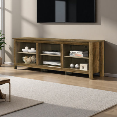 70"W TV Stand With Open Shelves And Cable Management