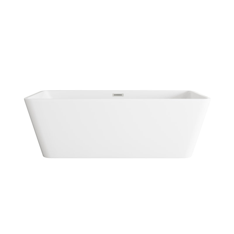 Baignoire de 67 pouces en blanc brillant avec garniture, Nickel brossé