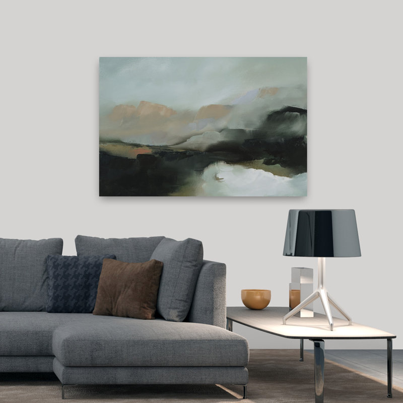 Paysage de montagne abstrait contemporain, H 48 po x l 32 po