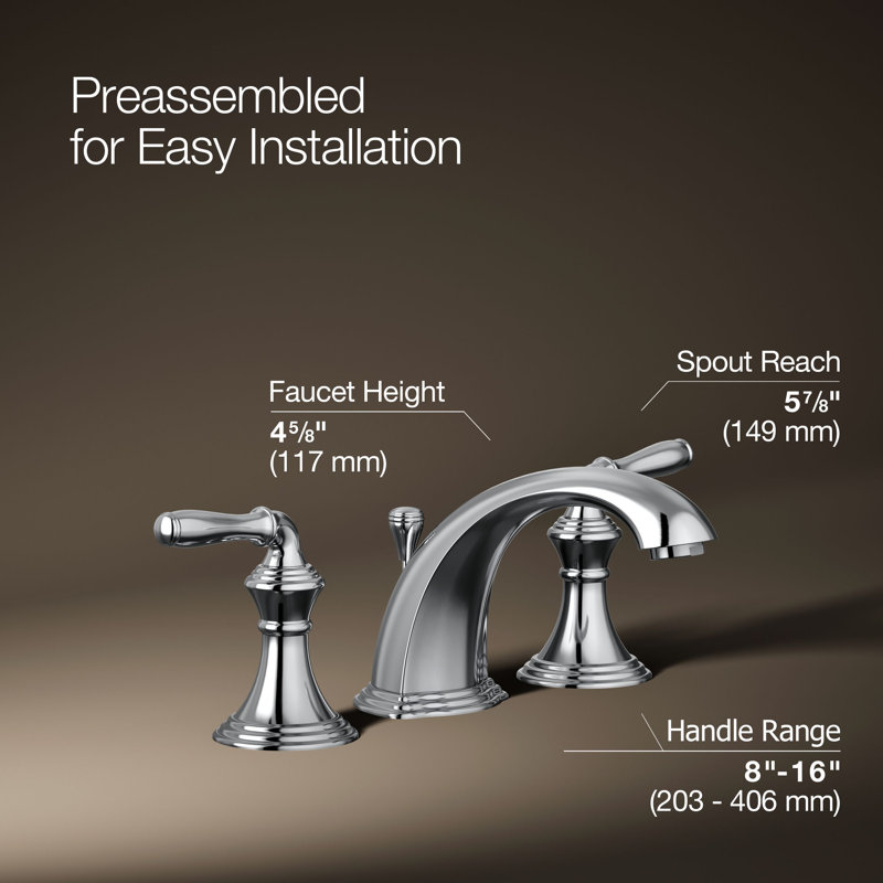 Kohler Devonshire Centerset Bathroom Sink Faucet, 1.2 gpm, Polished Chrome, Without Pop Up Drain