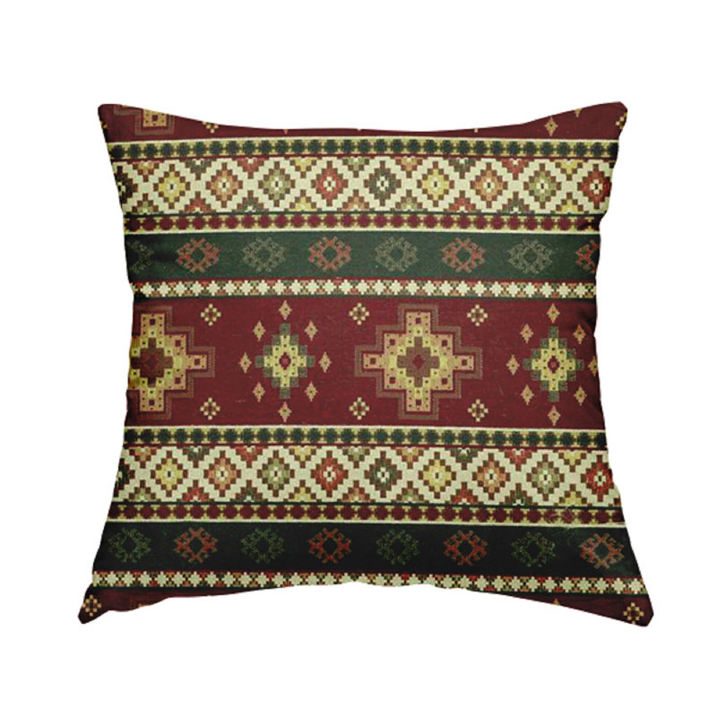 Cody Striped Rectangular Cushion, Red/Burgundy