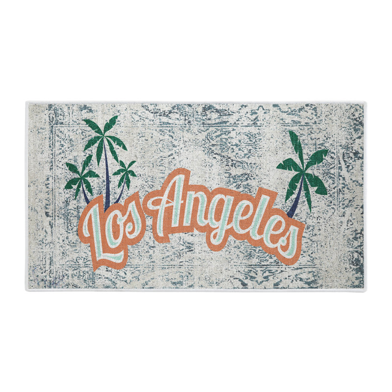 Tapis en coton gris / orange