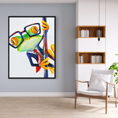 Funny Frog With Glasses Print On Canvas