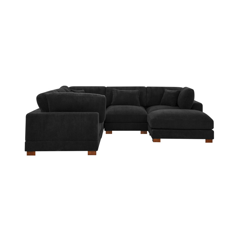 Middale Modular Sectional, Black Corduroy