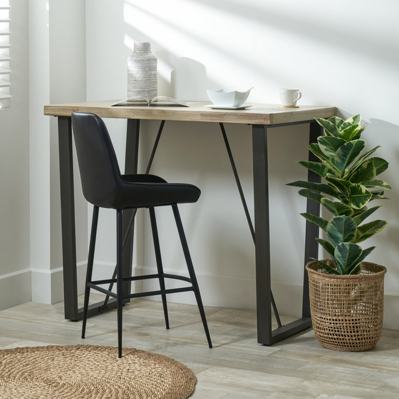 Acacia Solid Wood Top Metal Base Dining Table