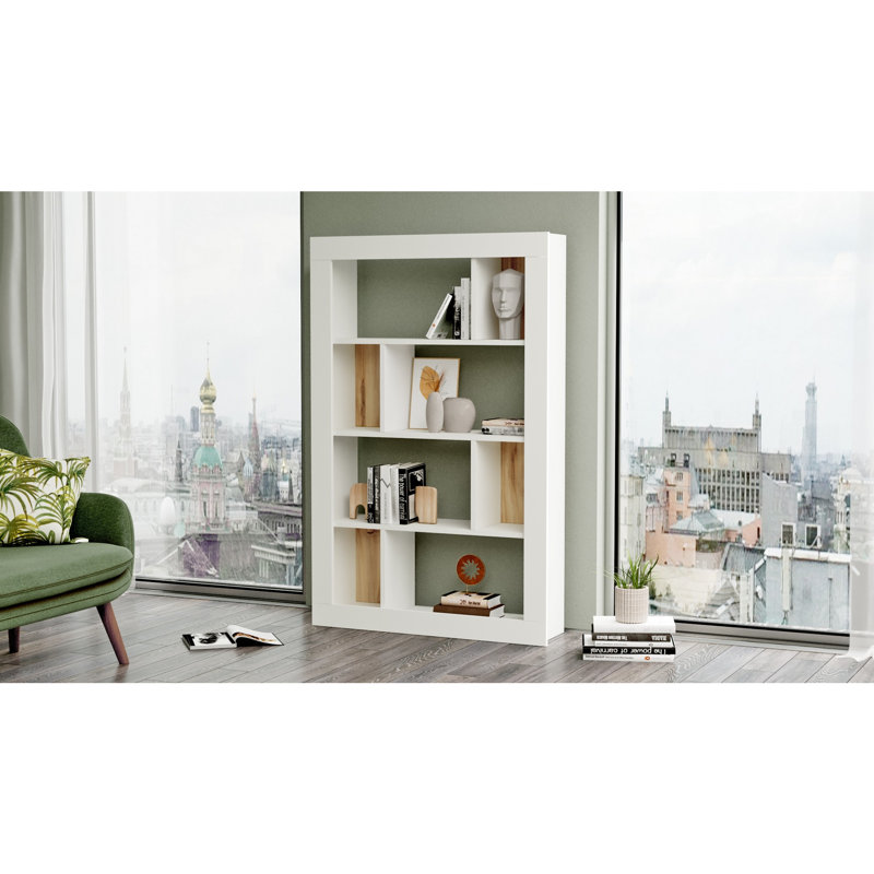 Bibliothèque standard H 57,4 po x l 37,2 po Stefanie, Chêne / blanc