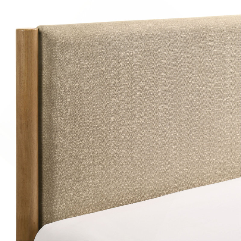 Rubberwood Platform Bed in Light Walnut