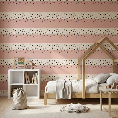 Abstract Wallpaper Polka Dots Blush Pink Decorative Mural