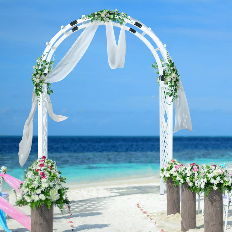 White Wooden Garden Arbor Trellis Archway for Outdoor Weddings