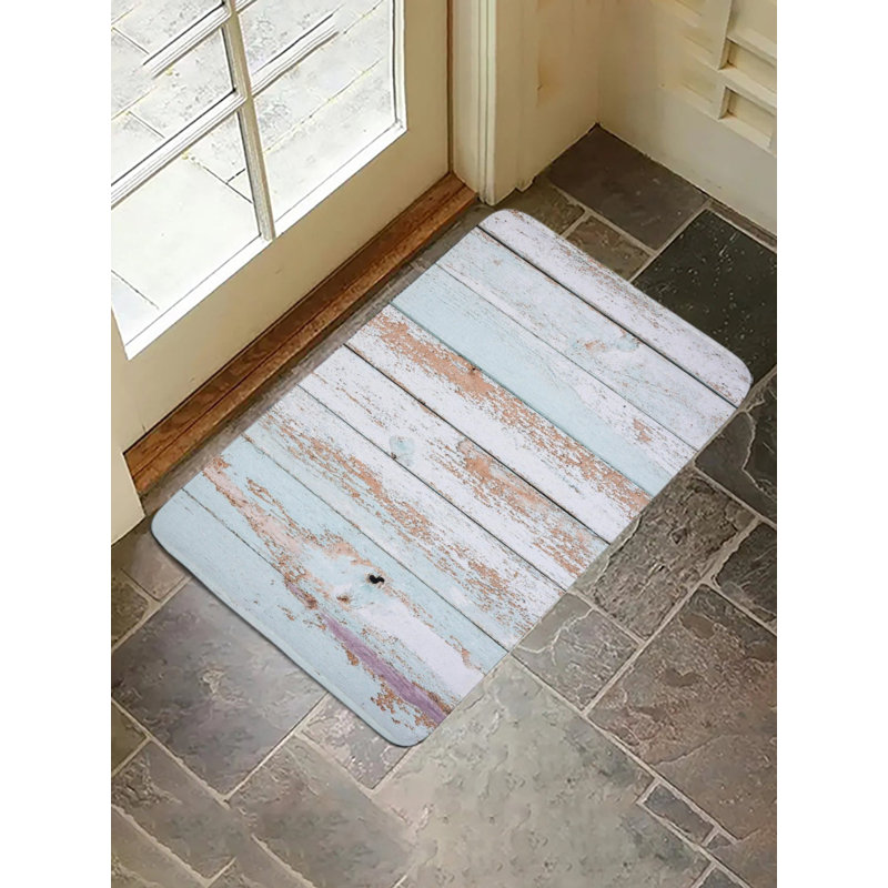 Vintage Weathered Wood Plank Bath Rug, 16 X 24