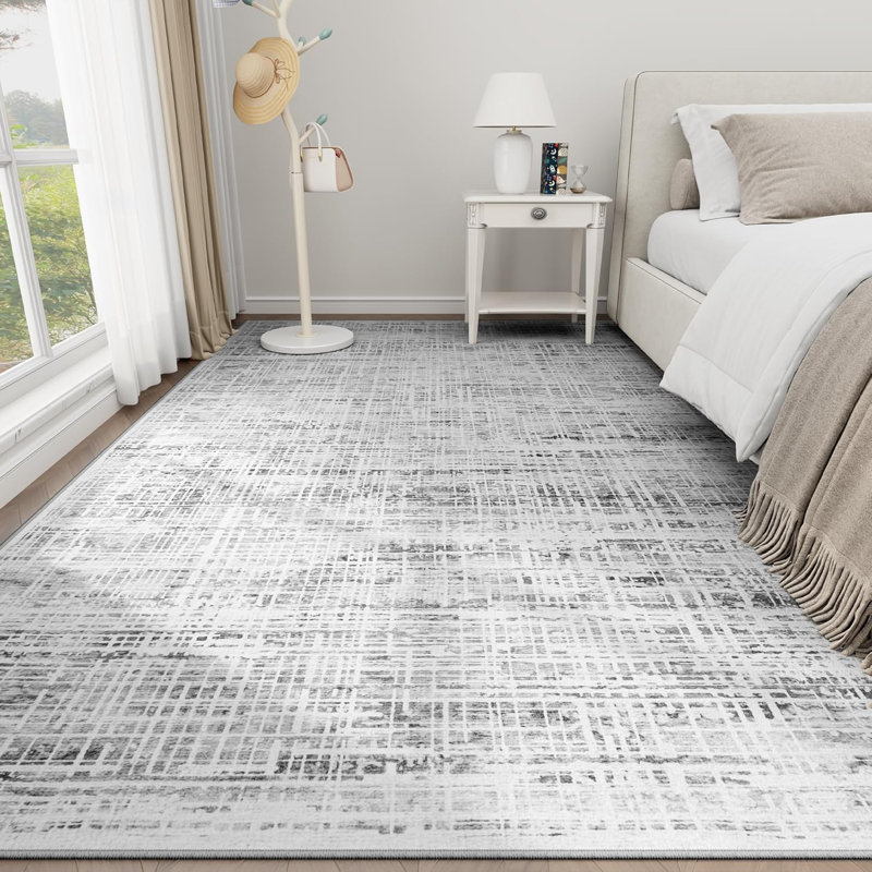 Tapis lavable 8 x 10: tapis de salon moderne antidérapant et moelleux, tapis doux et intérieur, ne perdant pas ses poils