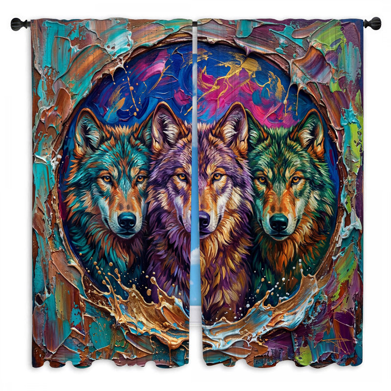 Three Wolves, 40in x 52in - 2 panels, Obscurcissement de chambre
