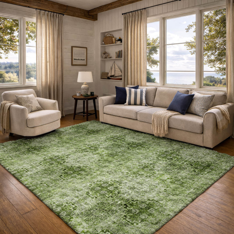 Tapis à poils longs de qualité supérieure lavable à la machine ADS557, Olive, 9' x 12'
