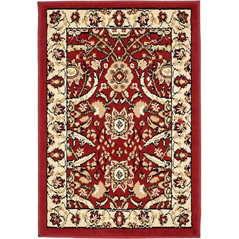 Tapis rouge tissé à la machine Britannia, Rectangle 2 pi 2 po x 3 pi 1 po