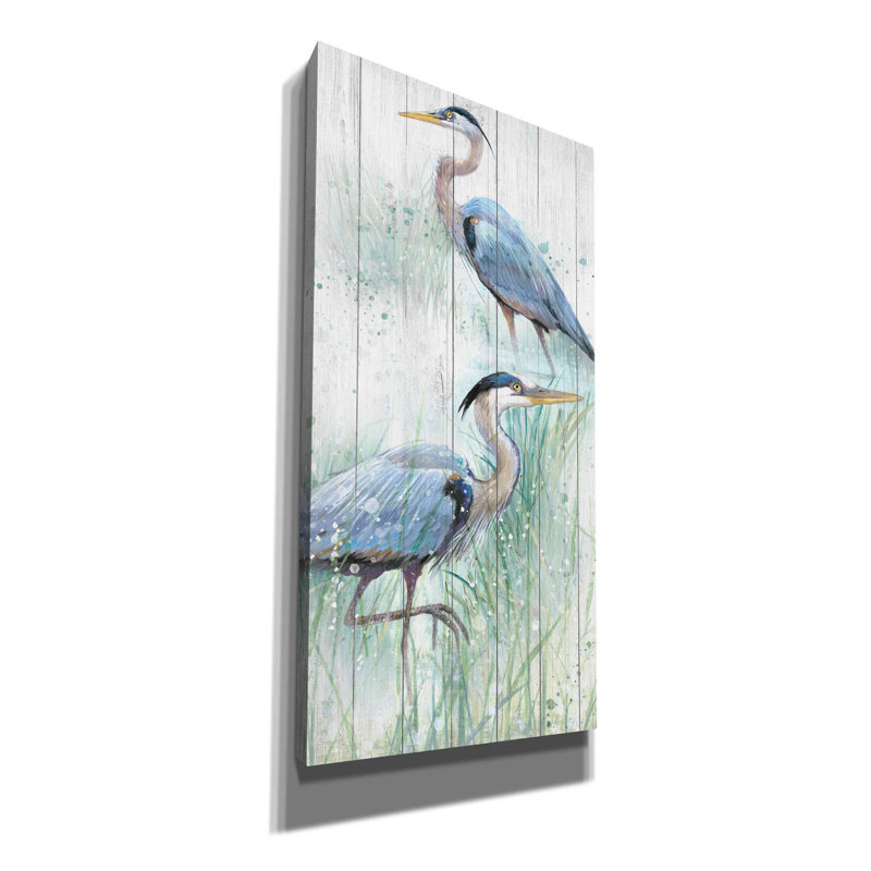 «Seaside Heron pair I» par Studio W, art mural sur toile, H 60 po x l 30 po x P 1,5 po