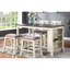 Table à manger à hauteur de comptoir de 2 tabourets hauts contemporains en bois massif avec coussin en mousse pour siège et pieds crème-132995276-132995274