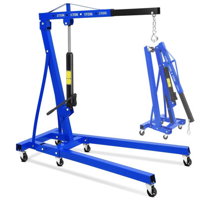 Grue de moteur pliante de 2 tonnes, grue de levage hydraulique avec 6 roulettes et flèche télescopique, ramasse-cerise mobile pliable de 4400 LB pour le garage, l'atelier, l'usine, le robuste