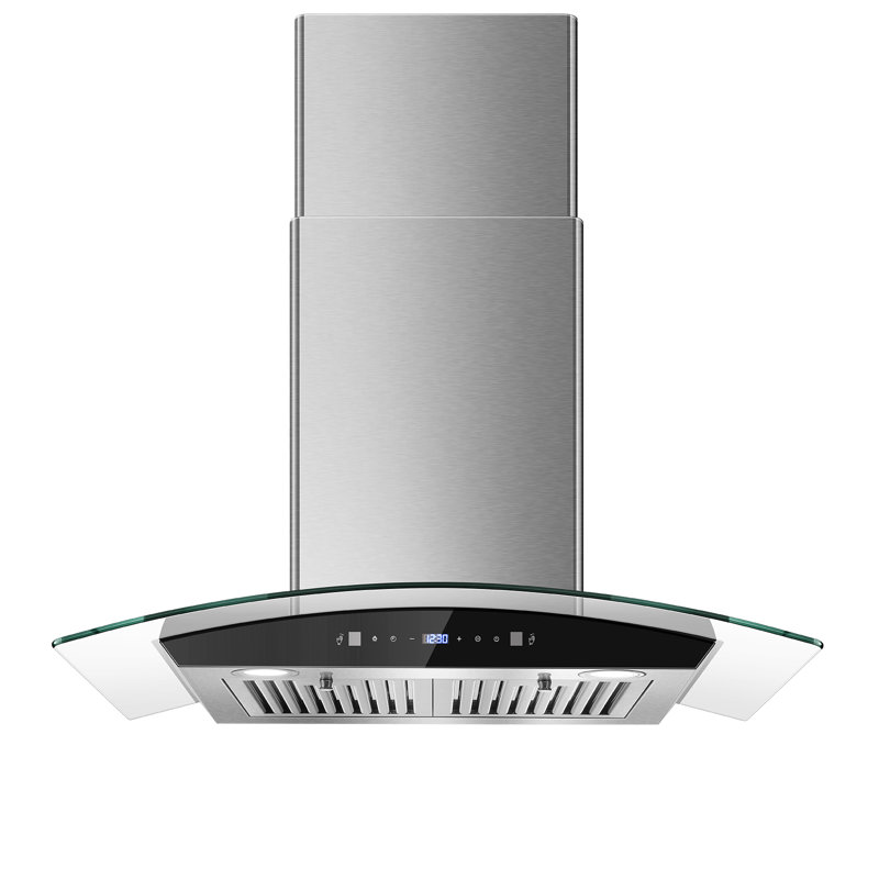 Hotte murale convertible 30 pouces 700 CFM, Acier inoxydable/noir