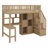 Wood Loft Bed With Built-In Desk, LED, Storage Shelves, Cabinets And Staircase-1909810757