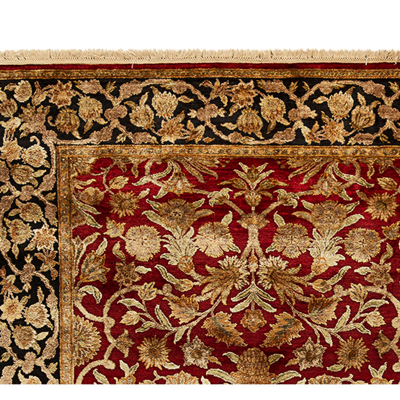 High-Quality Hand-Knotted Red And Black Area Rug