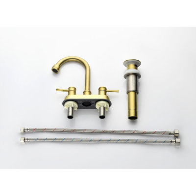 Brushed Gold Bathroom Faucet - Stainless Steel 2 Handle , 360 Swivel High Spout With Copper Pop Up Drain And Dependable Water Supply Lines, Trustworthy Configuration Tap Steel, Rotating Advanced