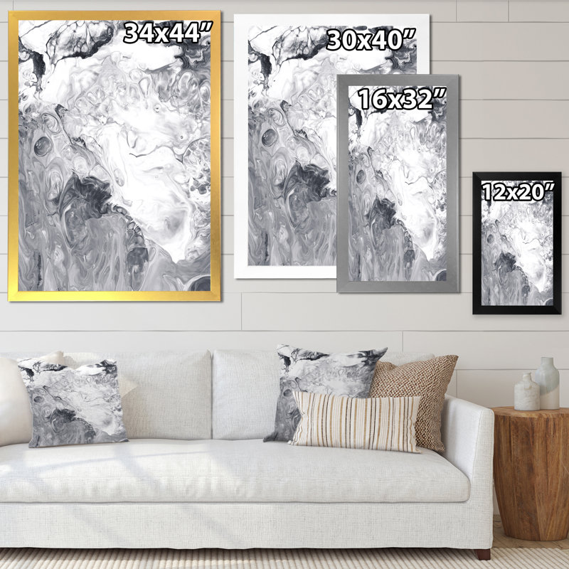 «White and Grey», reproduction sur toile, H 20 po x l 12 po, Cadre photo argenté