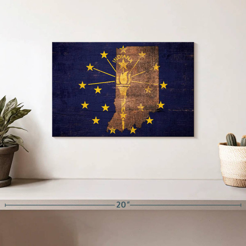 Carte d'État sur le drapeau de l'Indiana, H 8 po x l 12 po