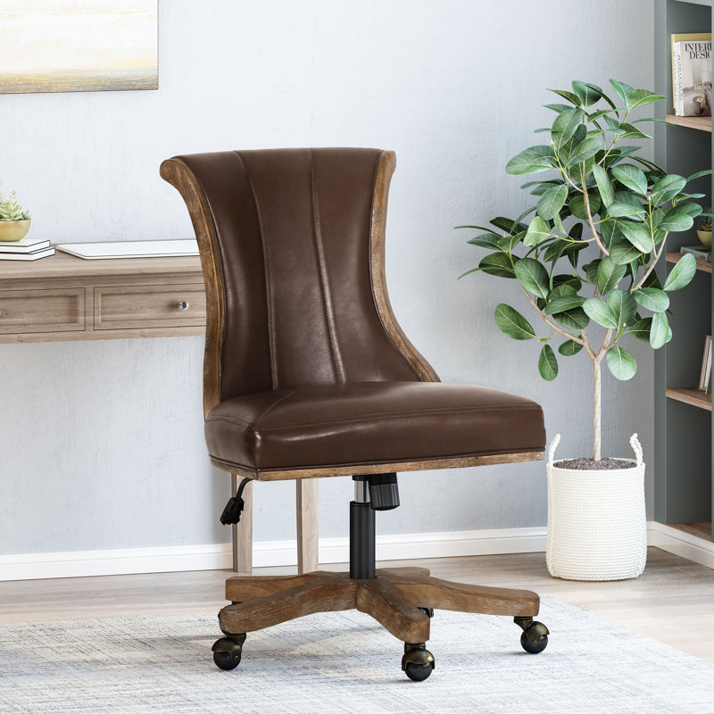 Chaise de bureau pivotante et élévatrice, Brown+Neutral, Polyurethane