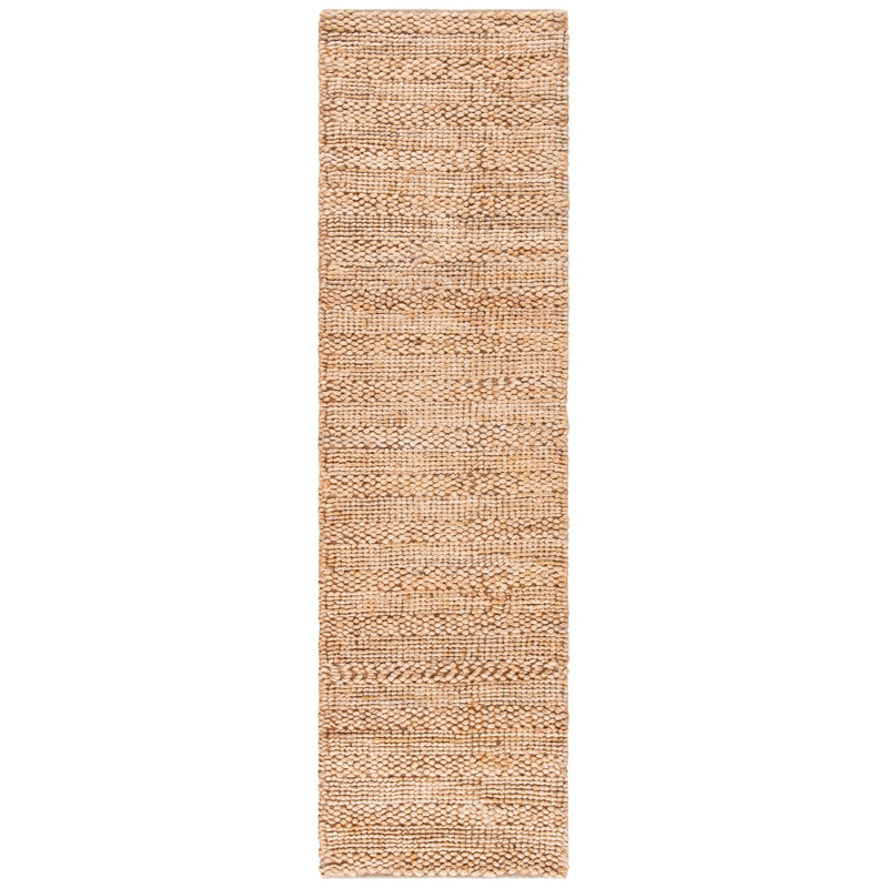 Concord Natural Fiber Hand Woven Jute/Cotton Striped Rug in Natural, Runner 2'3" x 12'